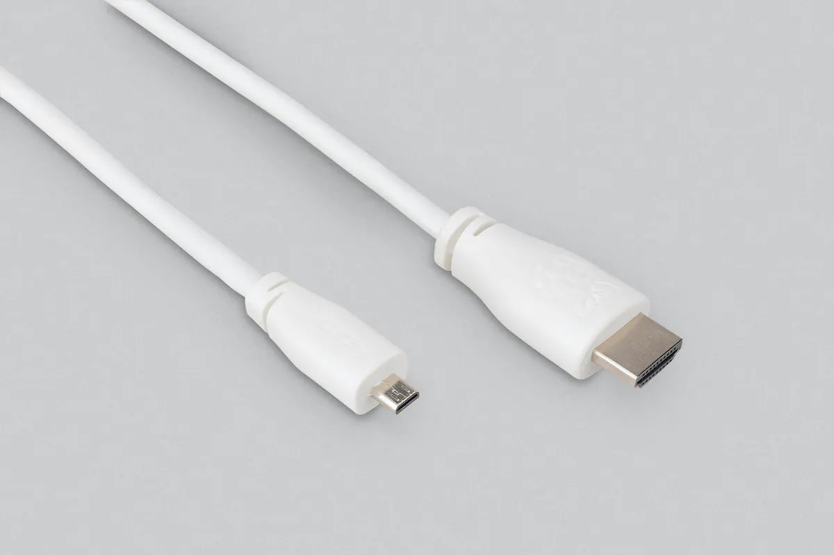 The official Raspberry Pi Micro-HDMI (male) to Standard HDMI (male) cable (2mtr, White) The official Raspberry Pi Micro-HDMI (male) to Standard HDMI (male) cable (2mtr, White)